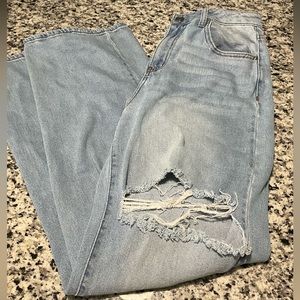 SUPER HIGH RISE WIDE LEG DENIM JEANS